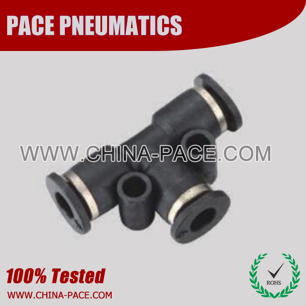 Compact Union Tee one touch tube fittings, Compact Push To Connect Fittings, Miniature Pneumatic Fittings, Air Fittings, one touch tube fittings, Pneumatic Fitting, Nickel Plated Brass Push in Fittings.